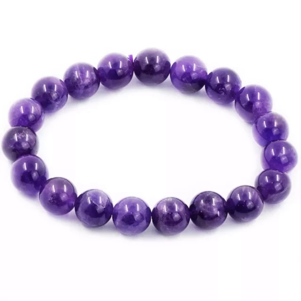 Amethyst 8mm Gemstone Custom made Stretch Bracelet